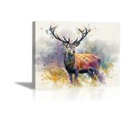 DunPei Poster con animali Cerf abstrait Decorazione Murale Camera da Letto Cucina Quadri Moderni Soggiorno Grafica Immagini Wall Art(Bianco)-80x120cm Incorniciato
