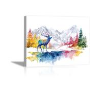 DunPei Poster con animali Cerf abstrait Decorazione Murale Camera da Letto Cucina Quadri Moderni Soggiorno Grafica Immagini Wall Art(Multicolore)-60x90cm Incorniciato