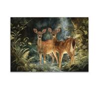 DunPei Poster con animali Cerf de prairie Decorazione Murale Camera da Letto Cucina Quadri Moderni Soggiorno Grafica Immagini Wall Art(marrone)-50x70cm Non incorniciato