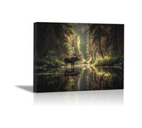 DunPei Poster con animali Cerfs de la forêt Decorazione Murale Camera da Letto Cucina Quadri Moderni Soggiorno Grafica Immagini Wall Art(marrone)-60x90cm Incorniciato