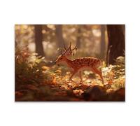 DunPei Poster con animali Cerfs de la forêt Decorazione Murale Camera da Letto Cucina Quadri Moderni Soggiorno Grafica Immagini Wall Art(marrone)-80x120cm Non incorniciato