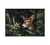 DunPei Poster con animali Cerfs de la forêt Decorazione Murale Camera da Letto Cucina Quadri Moderni Soggiorno Grafica Immagini Wall Art(Bianco)-30x45cm Non incorniciato