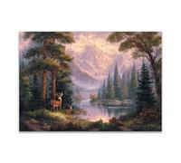 DunPei Poster con animali Cerfs de la forêt Decorazione Murale Camera da Letto Cucina Quadri Moderni Soggiorno Grafica Immagini Wall Art(Giallo)-80x120cm Non incorniciato