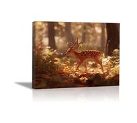 DunPei Poster con animali Cerfs de la forêt Decorazione Murale Camera da Letto Cucina Quadri Moderni Soggiorno Grafica Immagini Wall Art(marrone)-60x90cm Incorniciato