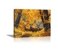 DunPei Poster con animali Trois cerfs Decorazione Murale Camera da Letto Cucina Quadri Moderni Soggiorno Grafica Immagini Wall Art(Oro)-30x45cm Incorniciato