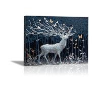 DunPei Poster con animali Un beau cerf. Decorazione Murale Camera da Letto Cucina Quadri Moderni Soggiorno Grafica Immagini Wall Art(Bianco)-70x100cm Incorniciato