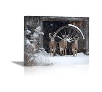 DunPei Poster con animali Un troupeau de cerfs. Decorazione Murale Camera da Letto Cucina Quadri Moderni Soggiorno Grafica Immagini Wall Art(Grigio)-60x90cm Incorniciato