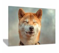 DunPei Quadri Vintage Arte Murale Su Tela Del Il cane con gli occhi chiusi in camere da letto salotti caffè negozi uffici(marrone)-30x45cm Incorniciato