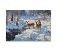 DunPei Quadri Vintage Arte Murale Su Tela Del Le cerf de la neige in camere da letto salotti caffè negozi uffici(Bianco)-80x120cm Non incorniciato