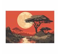 DunPei Quadri Vintage Soggiorno con è adatta persoggiorni Bosco della Luna Rossa Decorazione da parete per camera da letto, cucina, ufficio sala(rosso111)-50x70cm Non incorniciato