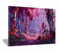 DunPei Quadri Vintage Soggiorno con è adatta persoggiorni Fiori nel bosco Decorazione da parete per camera da letto, cucina, ufficio sala(rosa143)-50x70cm Incorniciato