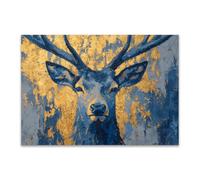 DunPei Quadro su Tela di Animali decorazione della casa Le cerf qui regarde decorazioni murali ideali per camera da letto bagno sala da pranzo(Giallo)-80x120cm Non incorniciato