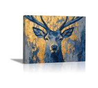 DunPei Quadro su Tela di Animali decorazione della casa Le cerf qui regarde decorazioni murali ideali per camera da letto bagno sala da pranzo(Giallo)-50x70cm Incorniciato