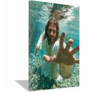 DunPei Stampa artistica da parete su tela con Gesù Cristiano Gesù della salvezza per camera da letto, soggiorno, bagno, casa,decorazione per chiesa(verde39)-60x90cm Incorniciato