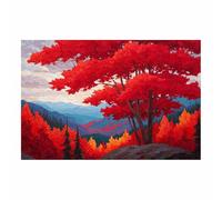DunPei Stampe da Scenario naturale Quadri Moderni pezzi, Bosco di foglie rosse Quadro Camera da Letto Su Astratto Decorazioni Scenario naturale Bagno Cucina Ufficio(rosso101)-50x70cm Non incorniciato
