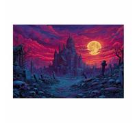 DunPei Tela Decorativa per Festa Halloween Castello con tema festivo per creare l'atmosfera, perfetta per party, hall d'ingresso o come rega(Violetta45)-60x90cm Non incorniciato