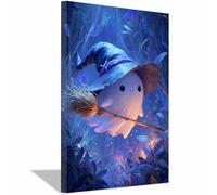 DunPei Tela Decorativa per Festa Halloween Fantasma carino con tema festivo per creare l'atmosfera, perfetta per party, hall d'ingresso o come rega(Violetta175)-60x90cm Incorniciato