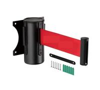 DUNSBY Barriera a Cinghia a Scomparsa Barriere di controllo della folla e divisori linea con cintura sicurezza retrattile da parete for interni ed esterni 3 metri(Red)