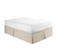 DUNSBY Mantovane Giroletto Gonna da Letto su Misura, Comoda e Morbida, con Pieghe, in Tessuto Antipiega e Anti-scolorimento - 15 Pollici di Altezza (Senza Piattaforma)(Cream,160x 200 x 35 cm)