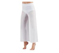 DUNSBY Pantalone Donna Elegante Pantaloni a Gamba Larga in Rete lirica, Pantaloni da Danza Classica Moderna a Vita Alta, contemporanea(White,LA)