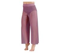 DUNSBY Pantalone Donna Elegante Pantaloni a Gamba Larga in Rete lirica, Pantaloni da Danza Classica Moderna a Vita Alta, contemporanea(Grey Rose,LA)