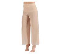 DUNSBY Pantalone Donna Elegante Pantaloni a Gamba Larga in Rete lirica, Pantaloni da Danza Classica Moderna a Vita Alta, contemporanea(Beige,LA)