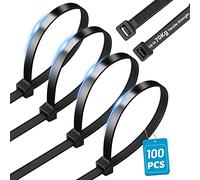 DUNSOO 100 Pezzi Fascette Plastica Lunghe Nero, 300 x 8mm Fascette Elettricista per Uso Interno ed Esterno, Gestione dei Cavi Elettrici, Fili, Giardinaggio