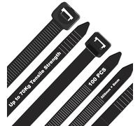 DUNSOO 100 Pezzi Fascette Plastica Lunghe Nero, 500 x 8mm Fascette Elettricista per Uso Interno ed Esterno, Gestione dei Cavi Elettrici, Fili, Giardinaggio