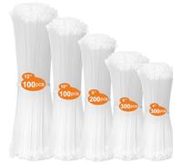 DUNSOO Fascette Plastica,1000 Pezzi Fascette Elettricista,100/150/200/250/300mm Fascette Plastica Lunghe per Uso Interno ed Esterno, Gestione dei Cavi Elettrici, Fili, Giardinaggio