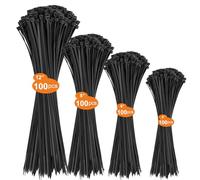 DUNSOO Fascette Plastica,400 Pezzi Fascette Elettricista,100/150/200/300mm Fascette Plastica Lunghe per Uso Interno ed Esterno,Gestione dei Cavi Elettrici,Fili,Giardinaggio