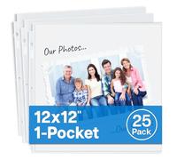 Dunwell Pagine di ricarica per album di ritagli, 30,5 x 30,5 cm, confezione da 25 pezzi, super pesanti, adatte per raccoglitori a 3 anelli, pagine standard per album fotografico da 30,5 x 30,5 cm