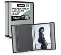 Dunwell Piccolo album fotografico da 10 x 15 cm, con carta di montaggio nera (confezione da 2, argento), 10 x 15 cm, libro di presentazione, ognuno mostra 48 pagine, mini libro fotografico