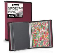 Dunwell Raccoglitore per documenti artistici, 28 x 35 cm, colore rubino, per esporre opere d'arte, 48 pagine, 28 x 35 cm, con maniche in plastica, organizer per documenti artistici per bambini