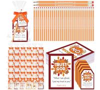 Dunzoom Set di 48 quaderni e matite autunnali del Ringraziamento Set di cancelleria autunnale Regali Bulk Include quaderno della Bibbia cristiana Matite autunnali Etichetta regalo ispiratrice Papillon