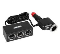 Lampa Presa accendisigari multipla per auto Duo 4+1 con USB 12/24V cavo 200 cm C39131