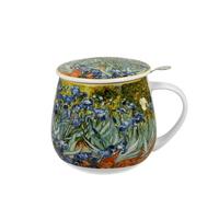 DUO ART GALLERY - Bicchiere da 430 ml con colino da tè IRISES inspired by Van Gogh, New Bone China China