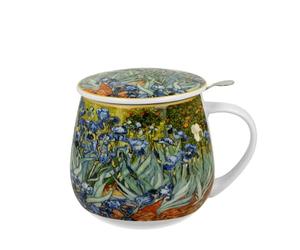 DUO ART GALLERY - Bicchiere da 430 ml con colino da tè IRISES inspired by Van Gogh, New Bone China China