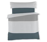 Dúo de funda nórdica tricolor Plomo-Perla-Gris - Cama de 135/140 cm.