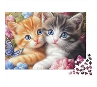 Duo di Gattini Simpatici Difficile 1000 Pezzi Puzzle per Adulti Due Dolci Gattini nel Giardino Fiorito Premium Robusto Alta Qualità Vivace Stimolante Antistress 52x38cm/1000pz