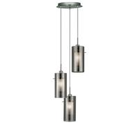 Lampadario Contemporaneo Duo 2 Acciaio Cromo Vetro Argento 3 Luci E14