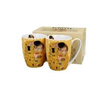Duo Set di 2 bicchieri classici The Kiss Ecru ispirati a G. Klimt - 0,36 l