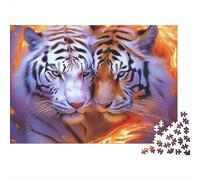 Dúo Tigre Fuego Pacchetto Puzzle 1000 Pezzi Carta Ecologica Per Anziani, Puzzle Allenamento Mentale, Puzzle Da Viaggio, Opzione Regalo Natale Popolare 70x50cm/1000pcs