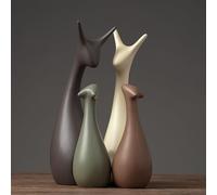 DUOAZJL Statua in ceramica raffigurante una famiglia di cervi, raffigurante mamma, papà e cucciolo di animale, statuetta in porcellana, decorazioni per la casa(#b)