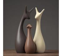 DUOAZJL Statua in ceramica raffigurante una famiglia di cervi, raffigurante mamma, papà e cucciolo di animale, statuetta in porcellana, decorazioni per la casa(#a)