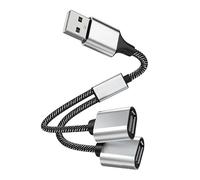 DUOBAGMA Splitter USB 1 a 4 distributori 0,25 m, adattatore USB C a A, 1 spina a 3 prese adattatore 2.0 per trasmissione di corrente e dati, per Mac, auto, PS4, laptop, ecc. (tipo A 2.0 (1 a 2)