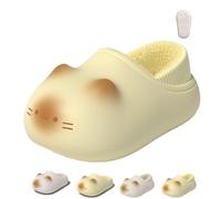 DUOCHSUA Graziose pantofole a forma di zampa di gatto, in pile felpato, per aumentare l'altezza, per interni, con pelo, antiscivolo, regalo invernale da donna, Giallo B, 35.5 EU