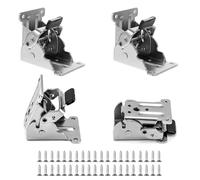 DUOCIYUAN Cerniera pieghevole con bloccaggio, 4 gambe da tavolo, pieghevole, 0-90 gradi, autobloccante, supporto per console pieghevole con viti per tavolo, letto, armadio (argento)