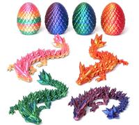 DUOCIYUAN Set di 4 uova di drago stampate 3D, a sorpresa con drago, giocattolo misterioso drago per adulti e bambini, drago 3D nell'uovo per il giorno di Natale, decorazione da scrivania (A)