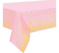 Duocute 2 Pezzi Tovaglia per Feste Rosa e Oro Usa e Getta per Tavolo Rettangolare Copritavolo con Coriandoli a Pois Dorati per addio al nubilato Compleanno Ragazza Baby Shower, 137 cm x 274 cm