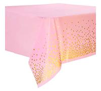 Duocute 4 Pezzi Tovaglia per Feste Rosa e Oro Usa e Getta per Tavolo Rettangolare Copritavolo con Coriandoli a Pois Dorati per addio al nubilato Compleanno Ragazza Baby Shower, 137 cm x 274 cm